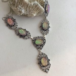 Sterling Silver Australian Triple Opal Necklace